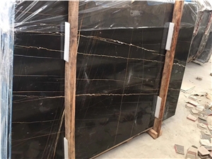 Spun Golden Black Marble, Noir Aziza Black Marble 1.8cm Big Slabs