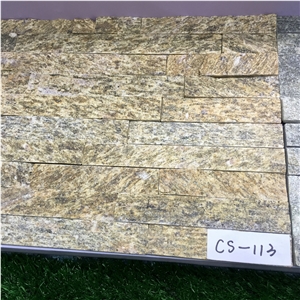 Yellow Tiger Vein Slate Cultured Stone Panels, No.Cs-113