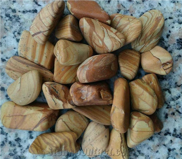 Natural Stone Wooden Color Gravels and Pebbles