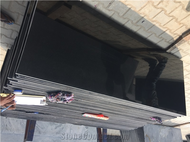 Absolute Black Granite Slabs, India Black Granite