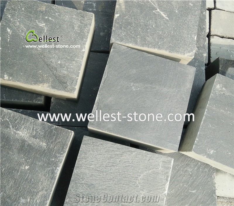Black/Rusty/Green Slate Cube Stone/Cobble Stone Tumbled Paving Slate