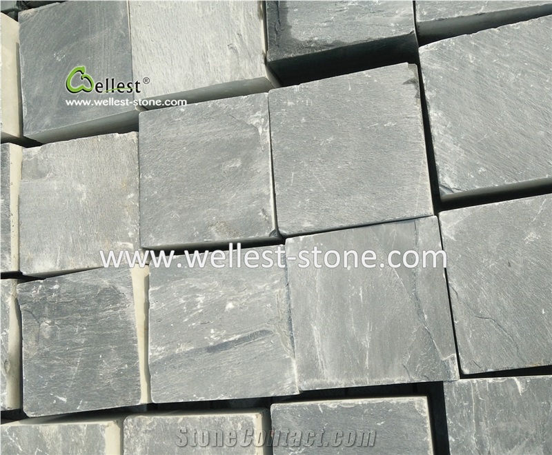 Black/Rusty/Green Slate Cube Stone/Cobble Stone Tumbled Paving Slate