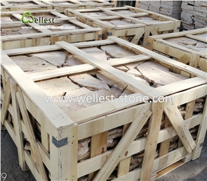 Coffee Travertine Loose Stone for Wall and Floor Paving Exterior Tile