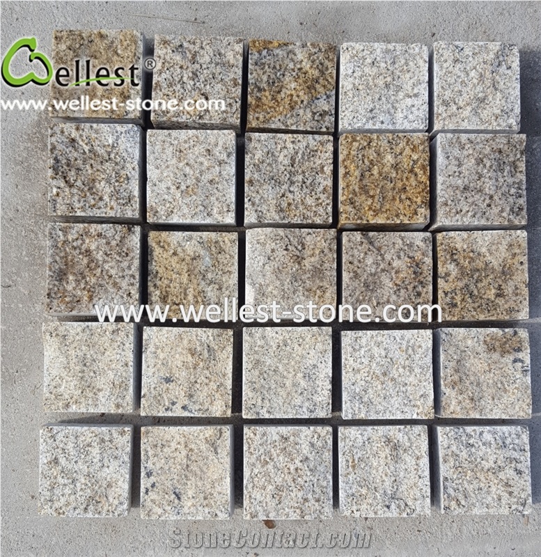 Rusty Granite Cube Stone Cobble Stone Paving Floor Covering Driveway