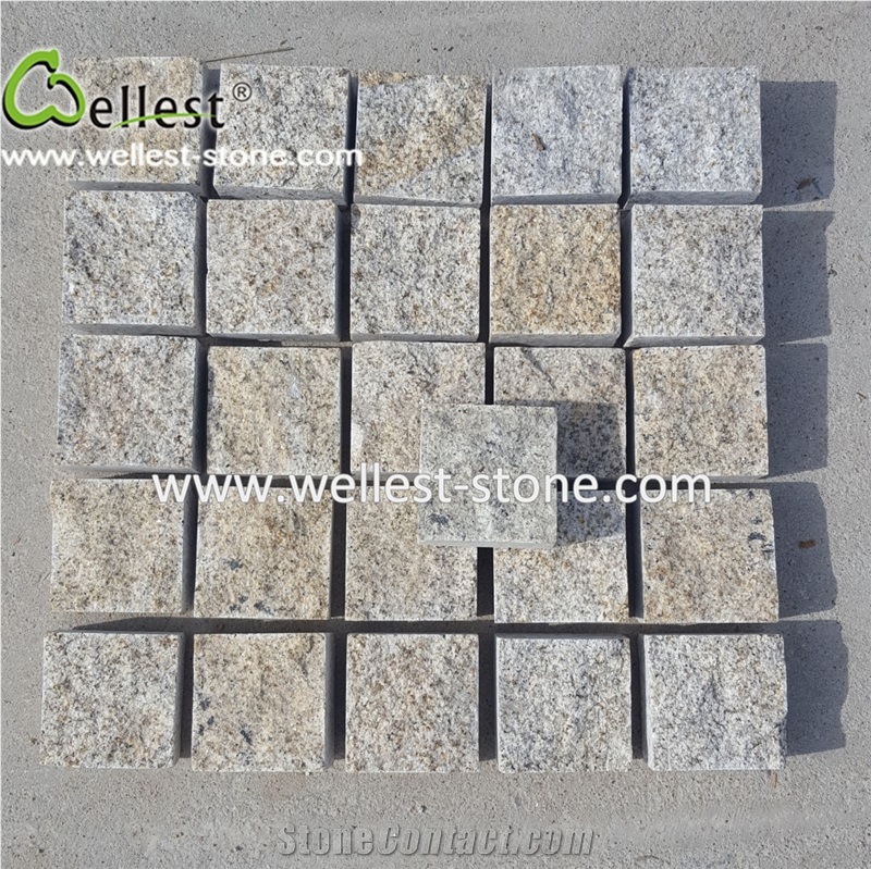 Rusty Granite Cube Stone Cobble Stone Paving Floor Covering Driveway