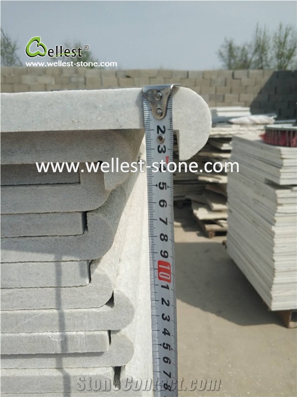 White Quartzite Swimming Pool Pavers Wall Caps Bullnose Coping Tiles