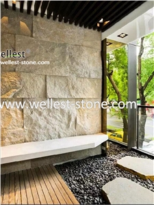 Yellow Wood Travertine Mushroom Surface Covering Wall Tile
