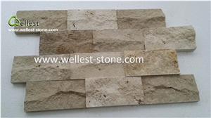 Yellow Wood Travertine Mushroom Surface Covering Wall Tile