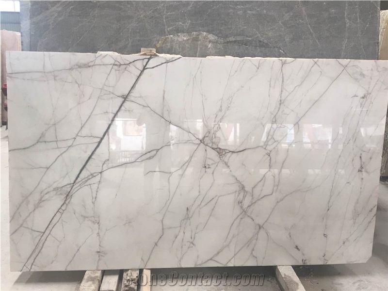 White Calacatta Marble Slabs Luxury Bathroom Wall Tiles Floor Tiles