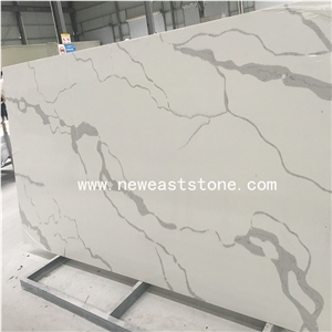 Engineered Stone Marble Look Calacatta White Quartz Stone Slabs Engineered Stone Marble Look Calacatta White Quartz Stone Slabs