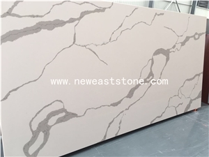 Engineered Stone Marble Look Calacatta White Quartz Stone Slabs