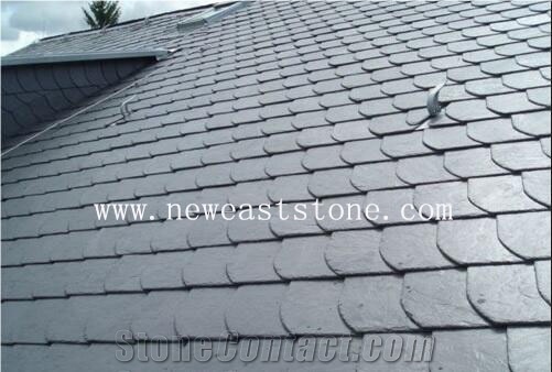 Natural Fish Scale Shaped Black Slate Roofing Tiles for Roof Coating