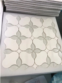 Italy Bianco Carrara White Thassos Glass Polished Marble Mosaic,Tiles