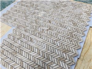 Turkey Cappucino Small Herringbone Polished Beige Marble Mosaic,Tile
