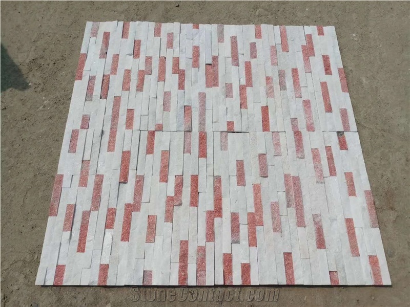 China Pink Quartzite Wall Claddings Stacked Stone Veneer,Corner Stone