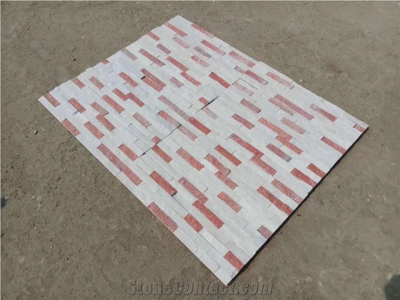 China Pink Quartzite Wall Claddings Stacked Stone Veneer,Corner Stone