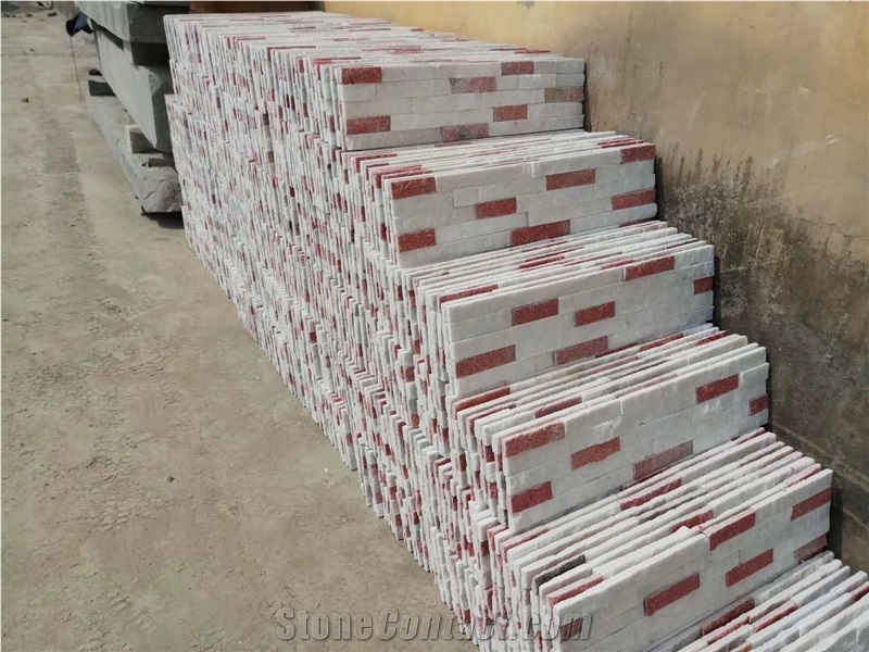 China Pink Quartzite Wall Claddings Stacked Stone Veneer,Corner Stone