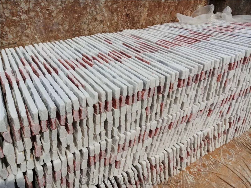 China Pink Quartzite Wall Claddings Stacked Stone Veneer,Corner Stone