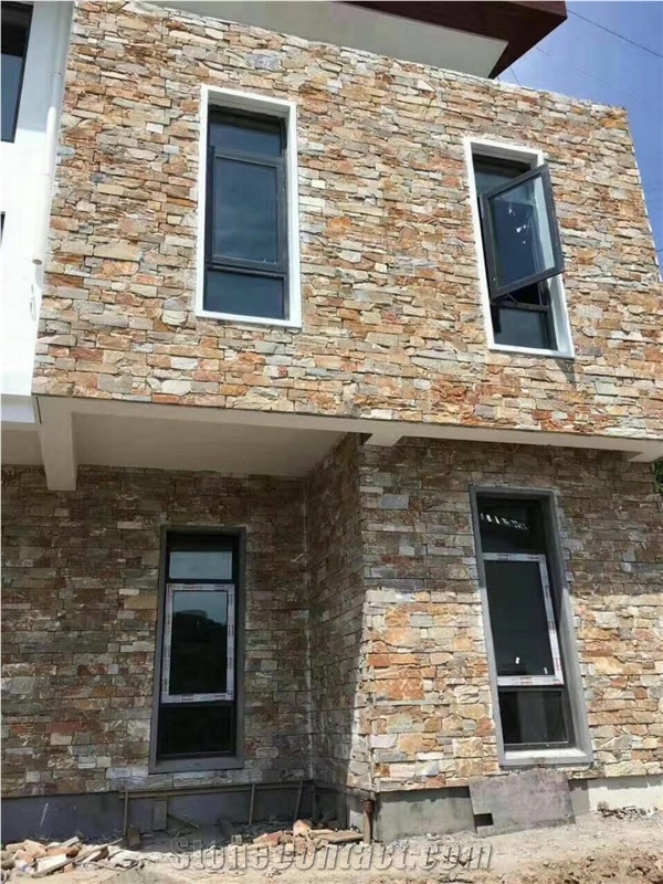 China Rusty Slate Culture Stone Wall Claddings Ledge Stone Patio Floor