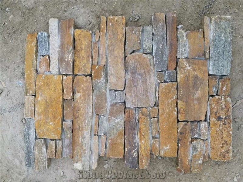 China Rusty Slate Culture Stone Wall Claddings Ledge Stone Patio Floor