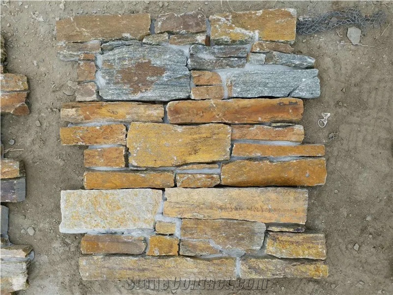 China Rusty Slate Culture Stone Wall Claddings Ledge Stone Patio Floor
