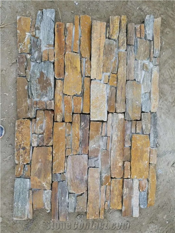 China Rusty Slate Culture Stone Wall Claddings Ledge Stone Patio Floor