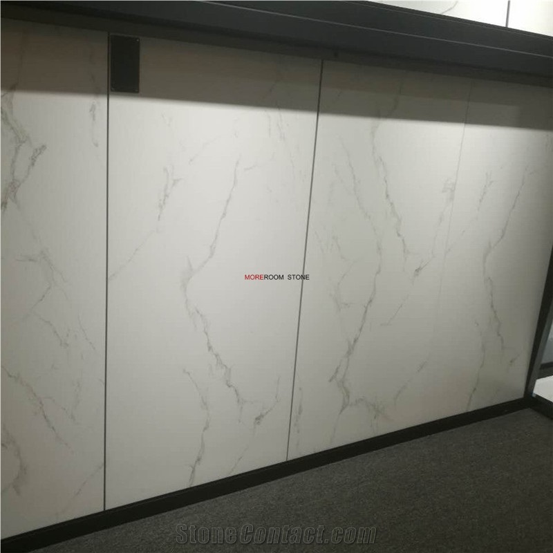 Bathroom Floor Design Matt Finished White Calacatta Marble Look Porcelain Tile