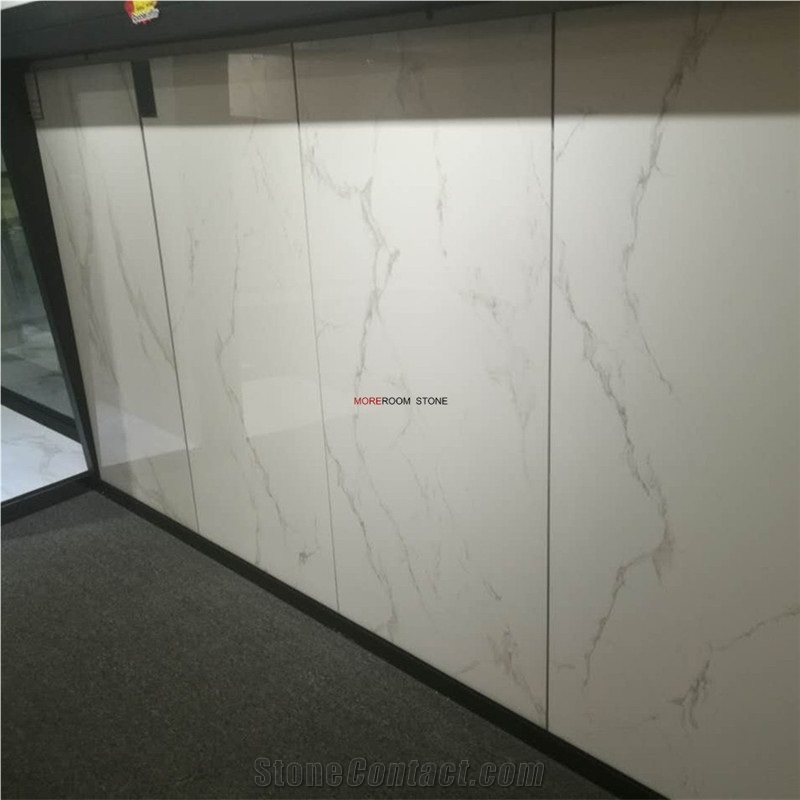 Bathroom Floor Design Matt Finished White Calacatta Marble Look Porcelain Tile