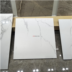 Bathroom Floor Design Matt Finished White Calacatta Marble Look Porcelain Tile