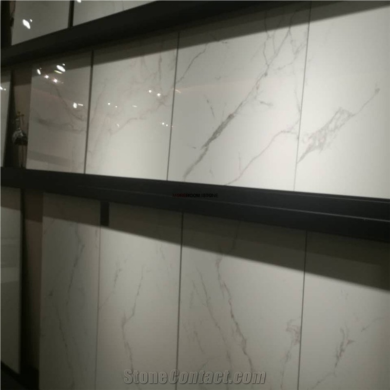 Bathroom Floor Design Matt Finished White Calacatta Marble Look Porcelain Tile