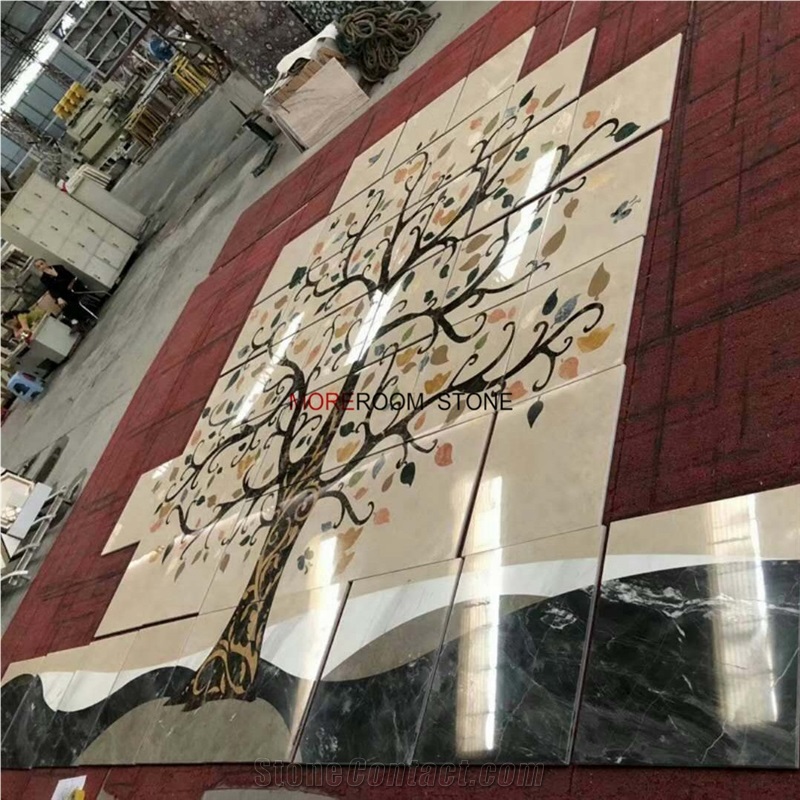 Customized Tree Shape Waterjet Floor and Wall Marble Medallions