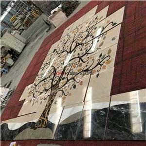 Customized Tree Shape Waterjet Floor and Wall Marble Medallions