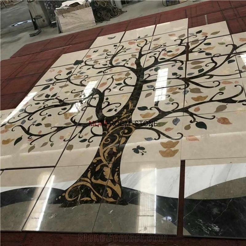 Customized Tree Shape Waterjet Floor and Wall Marble Medallions