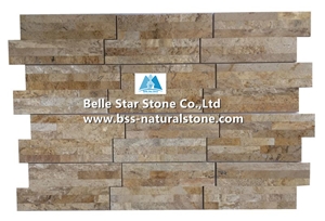 Beige Travertine 18x35cm S Stone Panels,Stacked Stone Cladding Veneer