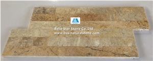 Beige Travertine 18x35cm S Stone Panels,Stacked Stone Cladding Veneer