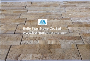 Beige Travertine 18x35cm S Stone Panels,Stacked Stone Cladding Veneer