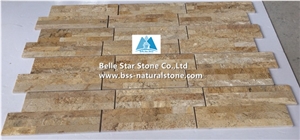 Beige Travertine 18x35cm S Stone Panels,Stacked Stone Cladding Veneer