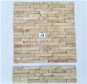 Beige Travertine 3d Ledger Stone Panels,Marble Culture Stone Veneer