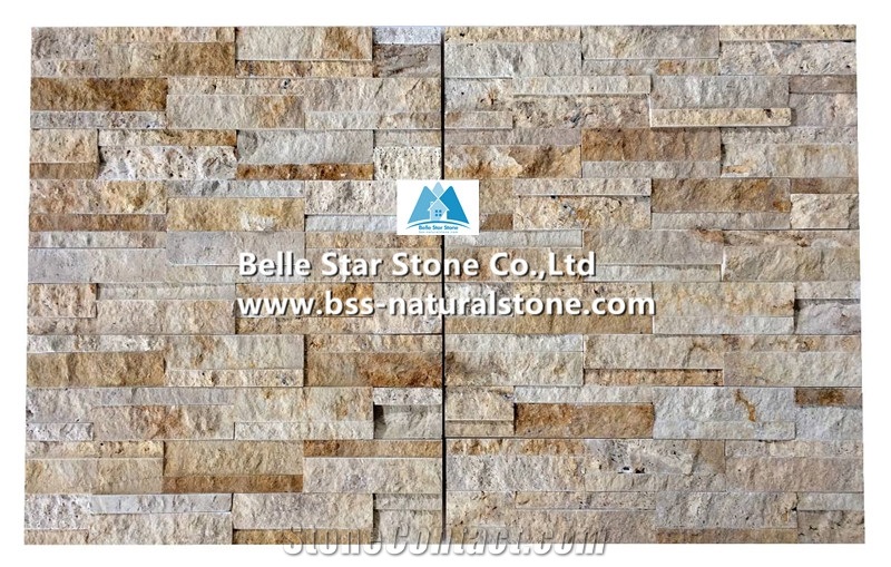 Beige Travertine Culture Stacked Stone Veneer,Ledger Stone Panels