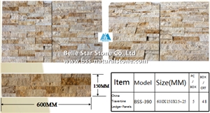 Beige Travertine Culture Stacked Stone Veneer,Ledger Stone Panels
