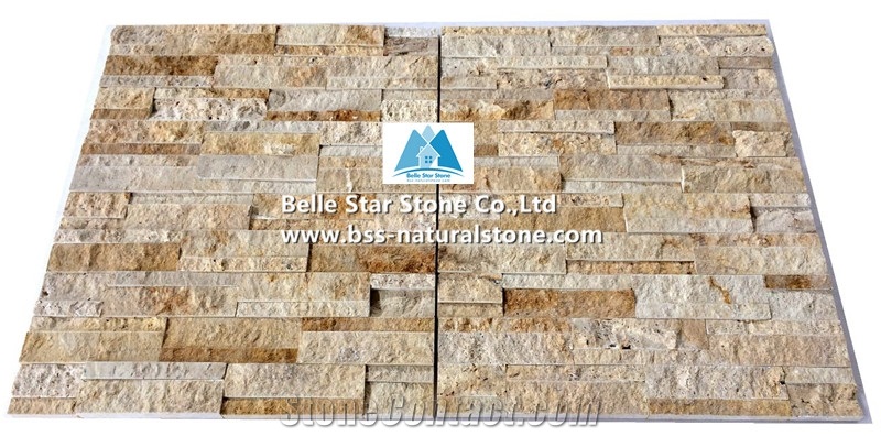Beige Travertine Culture Stacked Stone Veneer,Ledger Stone Panels