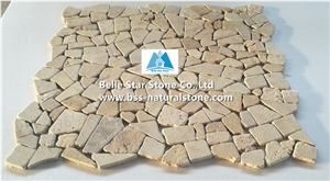 Beige Travertine Gravel Mosaic Tiles,Wall Mosaic,Floor Mosaic