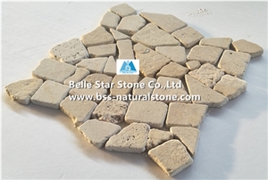 Beige Travertine Gravel Mosaic Tiles,Wall Mosaic,Floor Mosaic