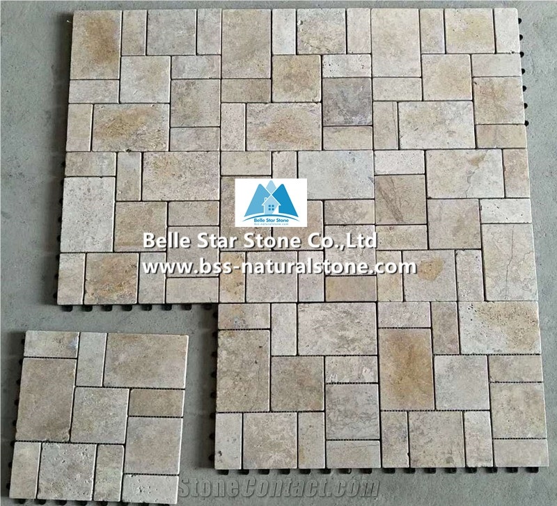 Beige Travertine Stone Mosaic Tiles,Wall Mosaic,Floor Mosaic Pattern