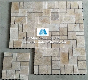 Beige Travertine Stone Mosaic Tiles,Wall Mosaic,Floor Mosaic Pattern
