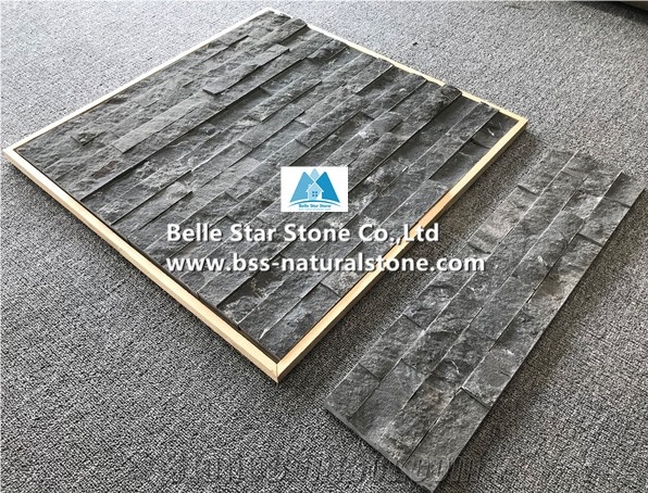 Black Limestone Z Stone Cladding,Culture Stacked Stone Veneer Panels