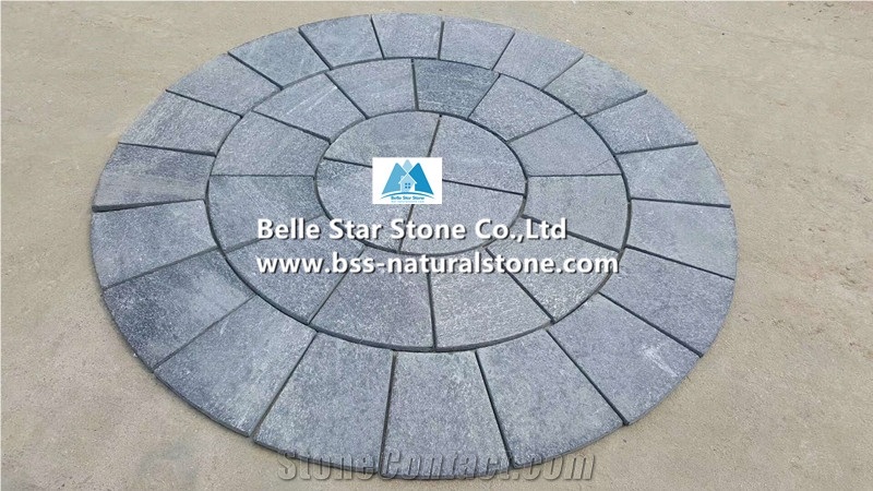 Black Quartzite Circle Pavers,Outdoor Patio Paving Set,Walkway Floor