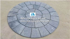 Black Quartzite Circle Pavers,Outdoor Patio Paving Set,Walkway Floor