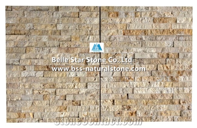 China Travertine Culture Stacked Stone,Beige Ledgestone Veneer Panels