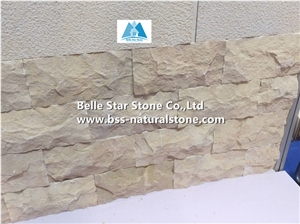 Cream Limestone Mushroom Stone,Split Face Mushroom Wall Stone Cladding